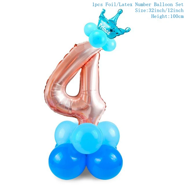 rose blue 4 TAOUP Корона воздушные шары-цифры шариковые аксессуары с днем рождения детей шары на день рождения балон гелиевый декор для детского душа - Цвет: rose blue 4