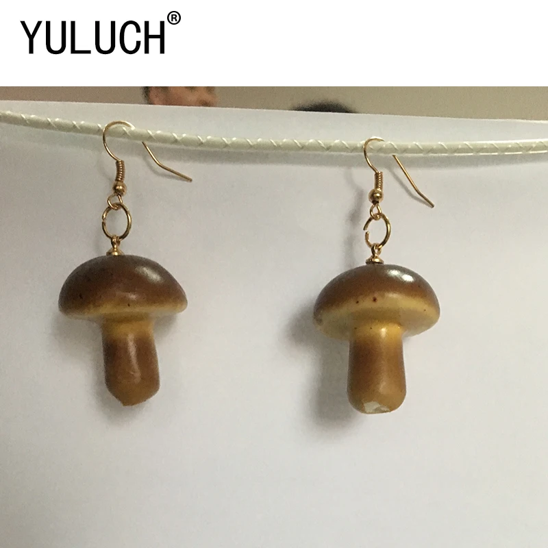 Серьги YULUCH женские с подвеской в виде маленького гриба оригинальный дизайн