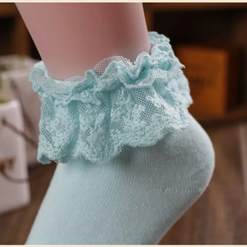 Милые носки принцессы для девочек милые винтажные кружевные с оборками летняя