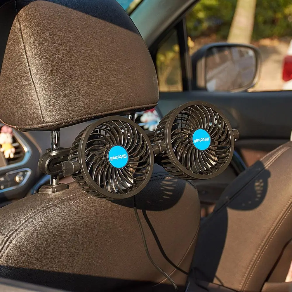 

Adjustable Cooling Air Fans Dual Head Car Fan 12V/24V Back Seat Fans Hot Summer Travel Car Electrical Appliances
