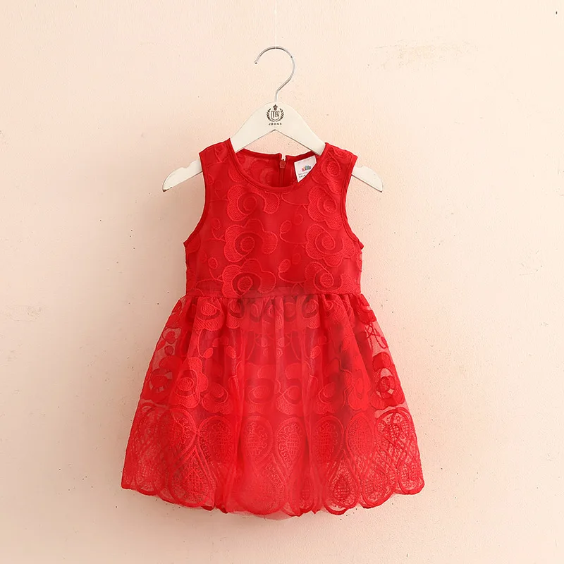 2021 Hot Summer 2 3 4 5 67 8 10 Years Child White Red Kids Embroidery Tank Sundress Sleeveless Lace Dress For Baby Girl | Детская одежда