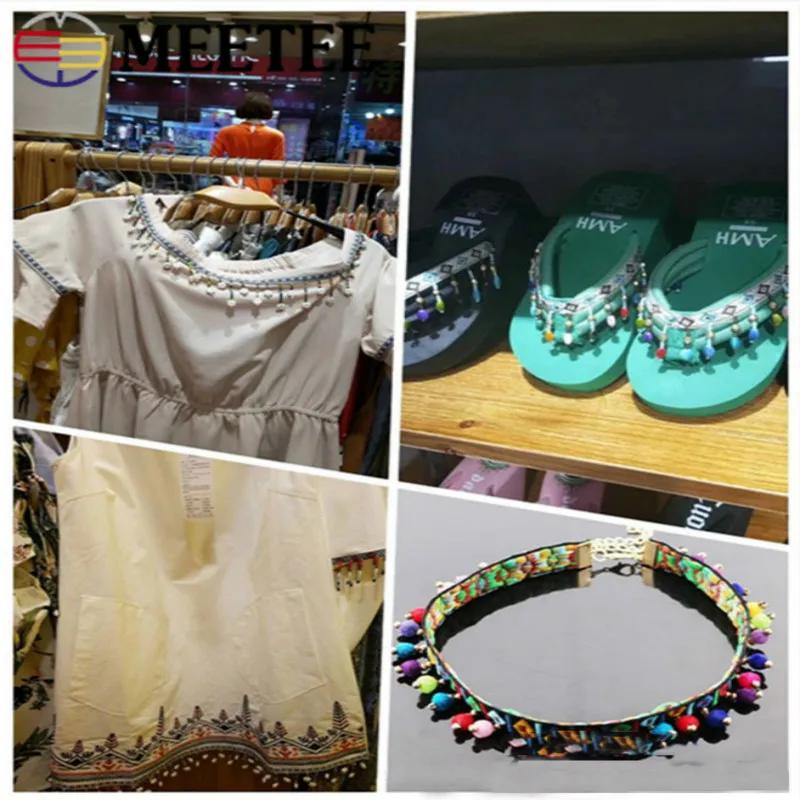 

5Yards Meetee 3.8cm Colorful Ribbon Fabric Tassel Beaded Lace Trim DIY Clothing Scarf Bags HomeTextile Sewing Crafts Accessories