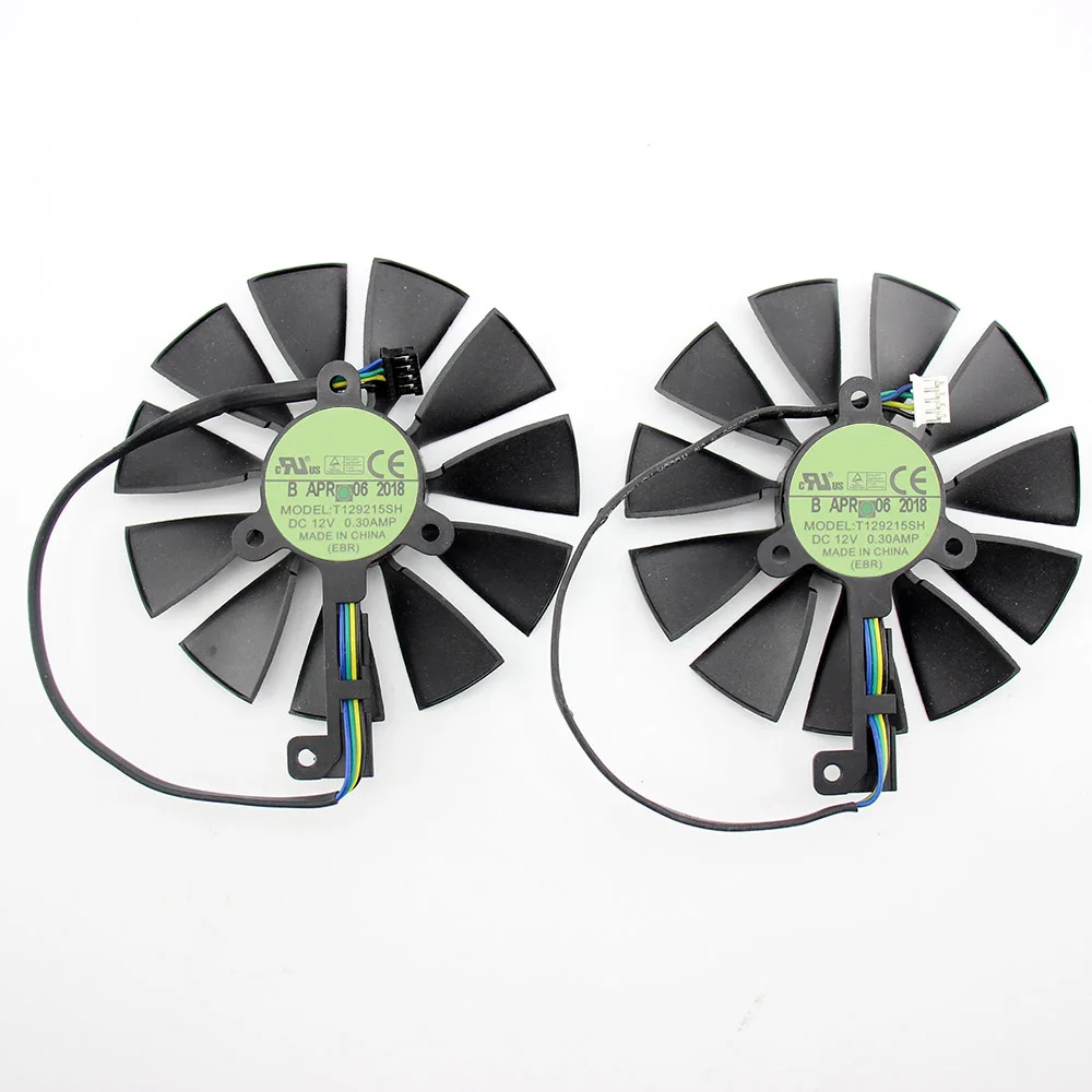 2PCS 87 мм T129215SH FDC10U12S9-C 4Pin RTX 2060 2070 2080 GPU карты кулер вентиляторы для ASUS GeForce RTX2080 RTX2060 игровая карта вентилятор - Цвет лезвия: 2PCS