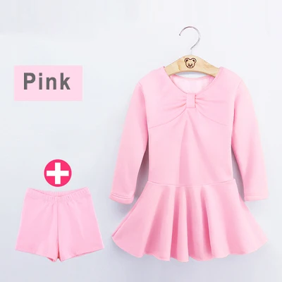 Pink with Shorts Осенне-зимнее бархатное балетное детское танцевальное платье для девочек плотные теплые гимнастические танцевальные тренировочные костюмы балетная пачка с шортами - Цвет: Pink with Shorts