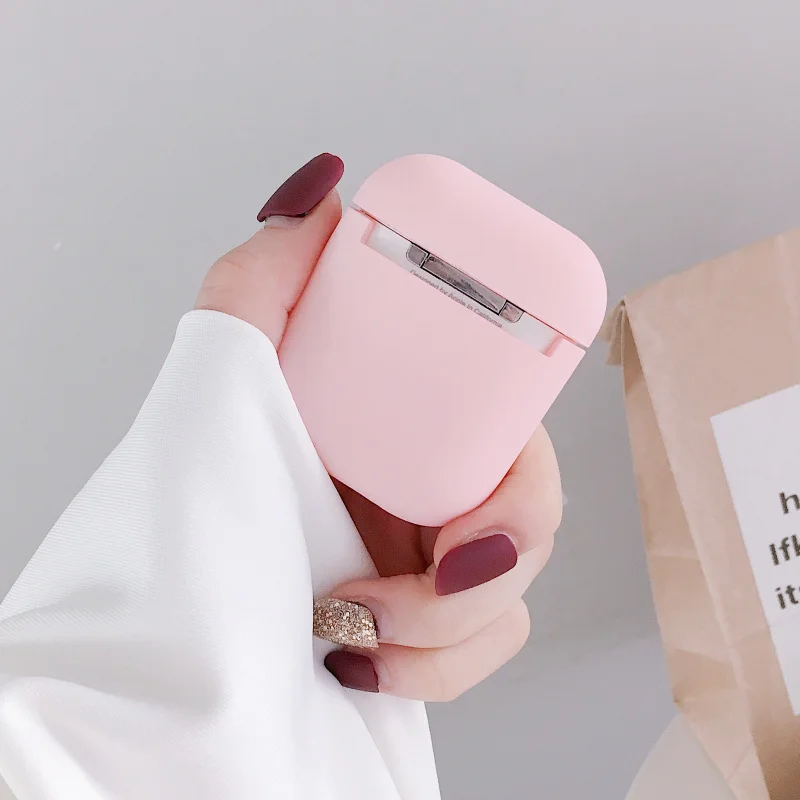 Для AirPods PC матовый сплошной цвет защитный чехол Apple Airpod зарядка защитный чехол наушники Жесткий корпус влюбленные любовь сердце