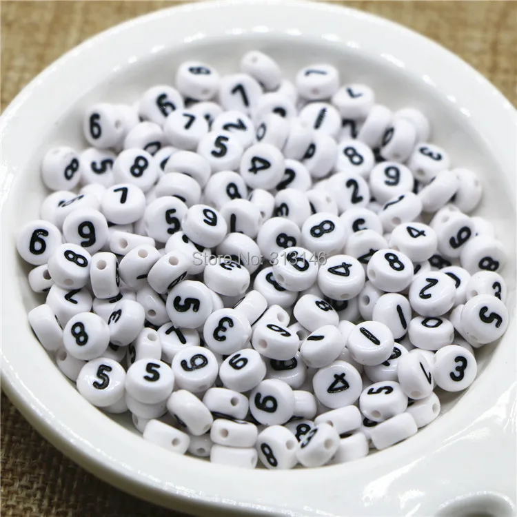 Bulk Wholesale 200pcs Arabic Numerals DIY Loose Spacer Numbers Beads for Handmade Beading Bracelet Necklace Jewelry Making Craft | Украшения
