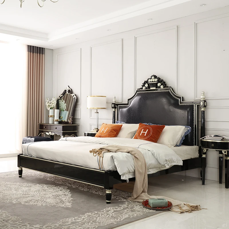 Черное дерево палисандр Готический стиль роскошный комплект для спальни