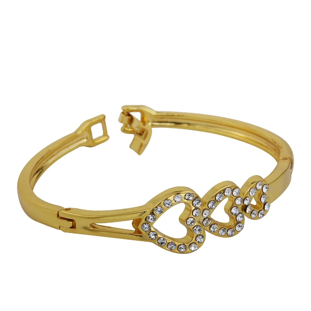 Женская мода ювелирные изделия Сердце браслет из горного хрусталя манжеты Шарм