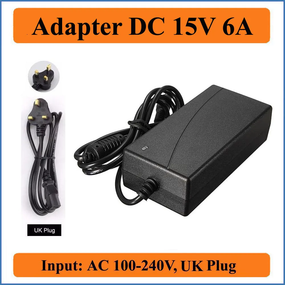 15V 6A штепсельная вилка британского стандарта AC DC адаптер переменного тока 100V 240V