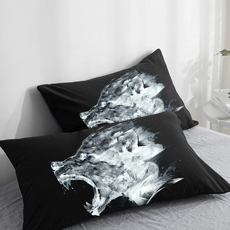 Wolf-06 3D HD обычная подушка чехол, 2 шт. Подушка Чехол 50x70/50x75/50x80/70x70, декоративная Подушка Крышка животных черный пантера, постельные принадлежности, Прямая поставка - Цвет: Wolf-06