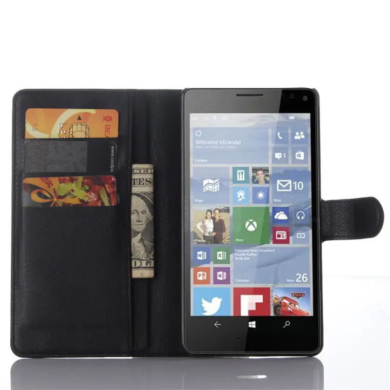 Кожаный чехол для телефона microsoft Lumia 950XL Личи Pattern Слот Карт Подставка бумажник Nokia