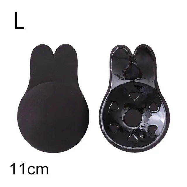 nylon rabbit black L Спереди Пряжка пуш-ап невидимый бюстгальтер для женщин бюстгальтеры без бретелей накладки на грудь липкий силиконовый самоклеящийся белье бежевый/черный - Цвет: nylon rabbit black L