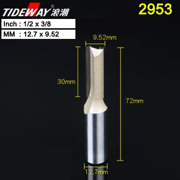Tideway 1/" 1/2" хвостовик 2 флейты прямой бит Деревообрабатывающие инструменты фреза для дерева, карбида вольфрама Концевая фреза
