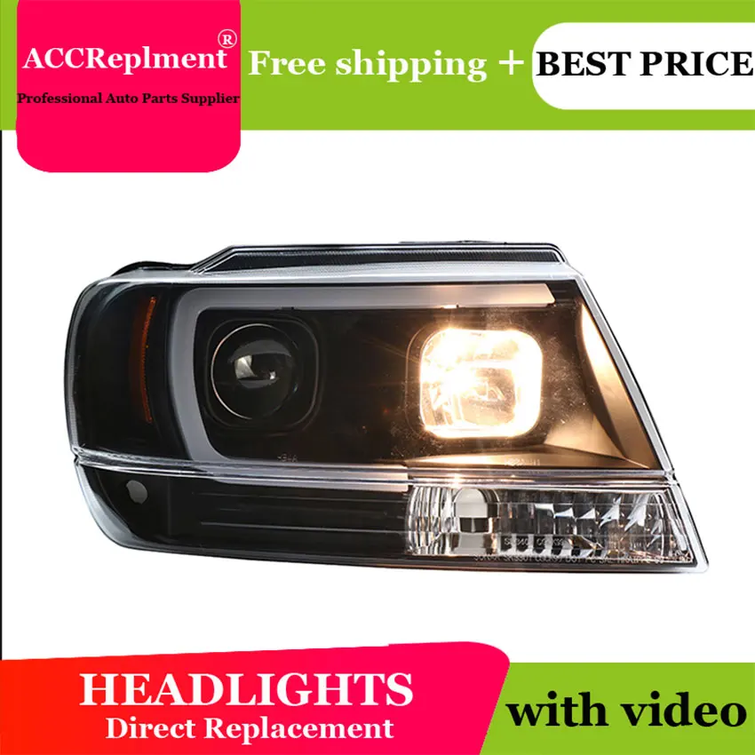 

AUTO PRO 1999-2004 Grand Cherokee headlights Grand Cherokee U LED light guide Angel eyes DRL car styling xenon HID Kit parking