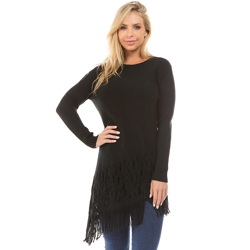 

Autumn Winter Women Sweaters Pullovers Solid Knitted Jumpers Mujer Hollow Out Tassel Bodycon Sweater blusas de inverno feminina