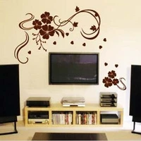 romantic elegant brown flower vine diy vinyl wall stickers home decor art decals wallpaper bedroom sofa house decoration