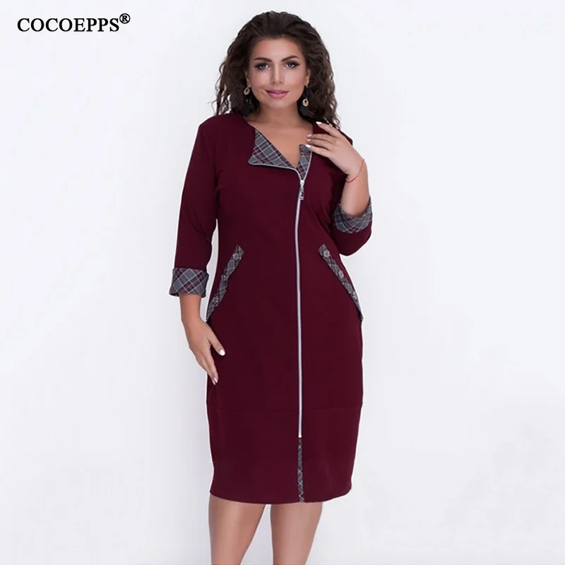 5XL 6XL, осень, женское платье большого размера, повседневное, из кусков, для женщин, зима, плюс размер, s, платье на молнии, для девушек, для офиса, вечерние, облегающее платье