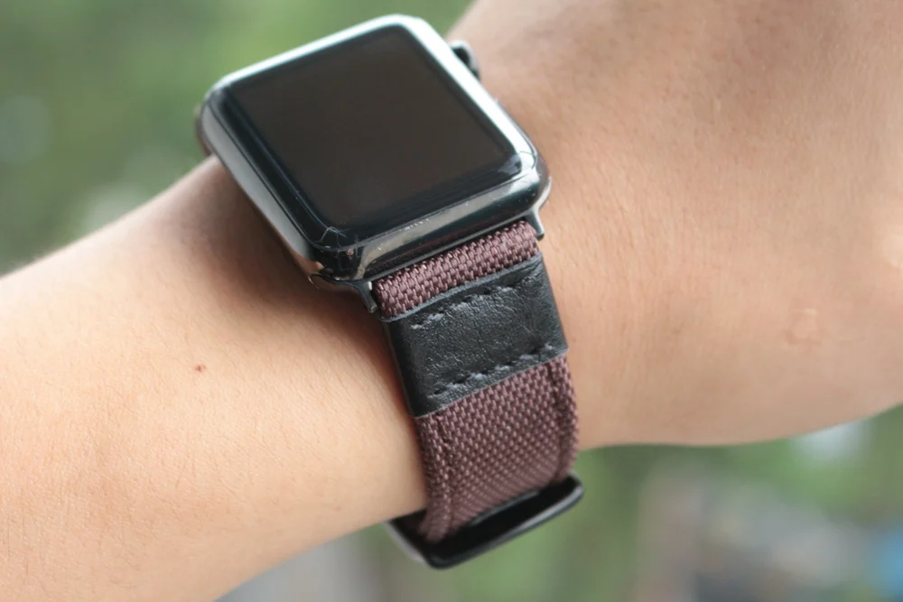 URVOI band для apple watch series 6 SE 5 4 321 прочный ремешок iwatch из парусины с натуральной кожей