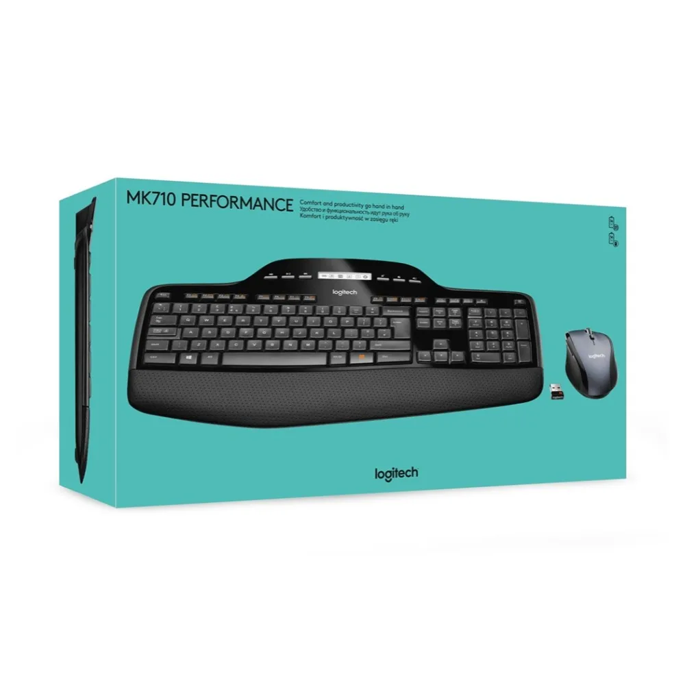 Logitech MK710 стандартная клавиатура беспроводная РЧ QWERTY черный мышь в