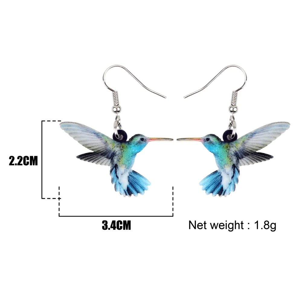 

WEVENI Acrylic Flying Voilet Sabrewing Hummingbird Bird Earrings Big Long Dangle Drop Fashion Animal Jewelry For Women Girls Kid