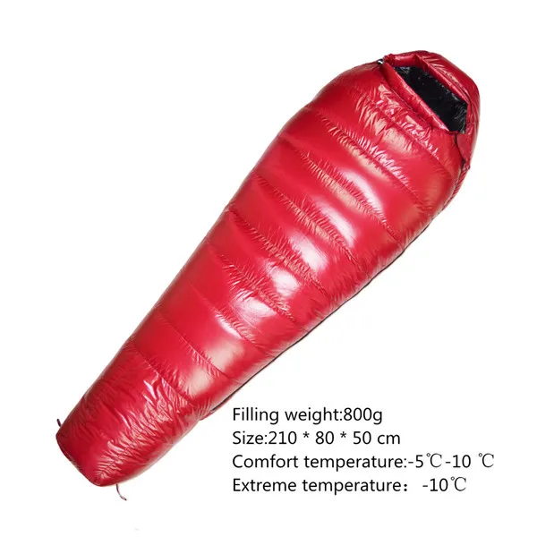 red black 800g Winter Sleeping Bag Duck Down Filled 400g 600g 800g 1000g Ultralight Tent Sleeping Bag For Outdoor Camping Kiking Backpacking - Цвет: red black 800g