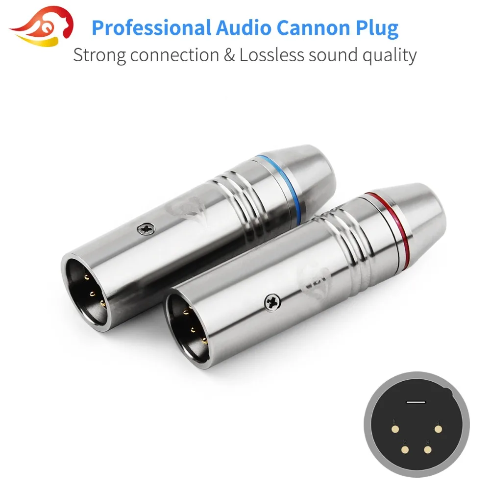 QYFANG 4 контактный разъем для колонок 2 шт. XLR из нержавеющей стали провод