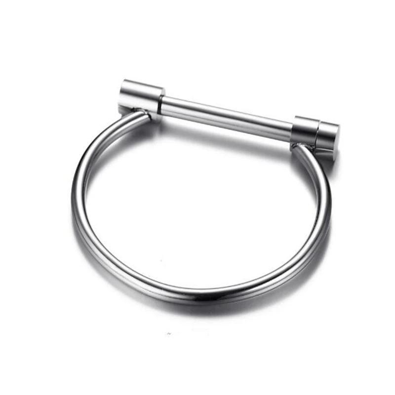 Screw Bracelet For Women Cuff Jewelry Pulseiras 4MM Wide Stainless Steel D Shape Bar Bangle Shackle | Украшения и аксессуары