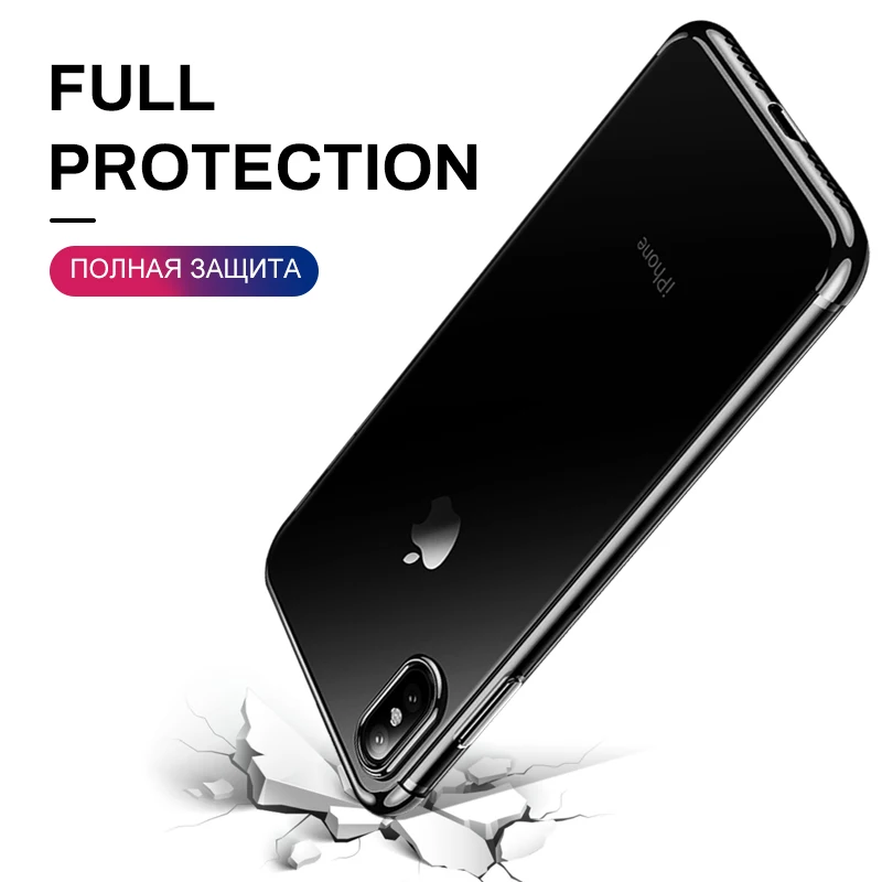 iONCT TPU Plating Phone Case For iPhone 6 7 8 X Cover Coque 6s Plus Luxury Transparent Cases Silicone Capa |