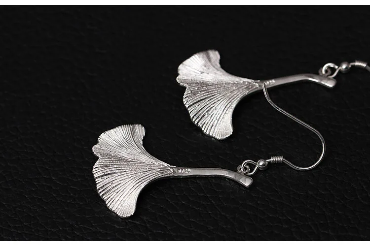Висячие серьги с листьями гинкго из стерлингового серебра 925 пробы для женщин