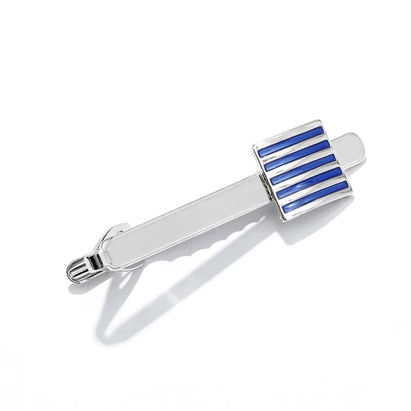 Мужской костюм рубашка Галстук Зажим простой деловой платье синий медный зажим