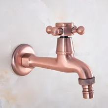 Antique Red Copper Single Cold Faucet/Washing Machine Tap Wall Mounted Bibcock Kitchen Sink Bathroom Basin Cold Tap zav323