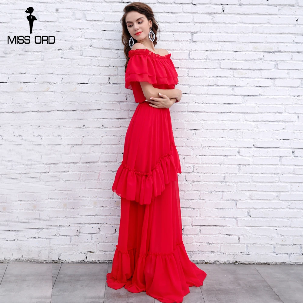 Missord 2021 Сексуальное Платье макси с открытыми плечами и оборками FT8330|maxi dress|off shoulder