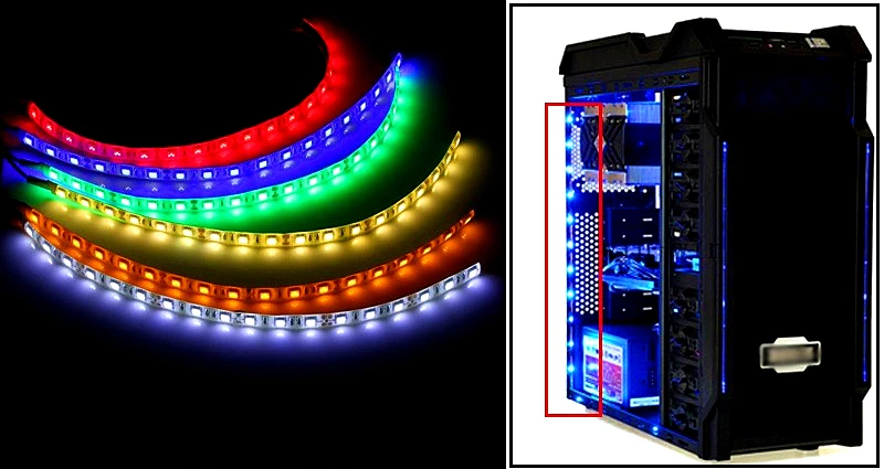 RGB led ленточный светильник полный комплект для ПК компьютерный чехол SATA интерфейс питания фиксируется клейкой лентой, пульт дистанционного управления цвет 12 В