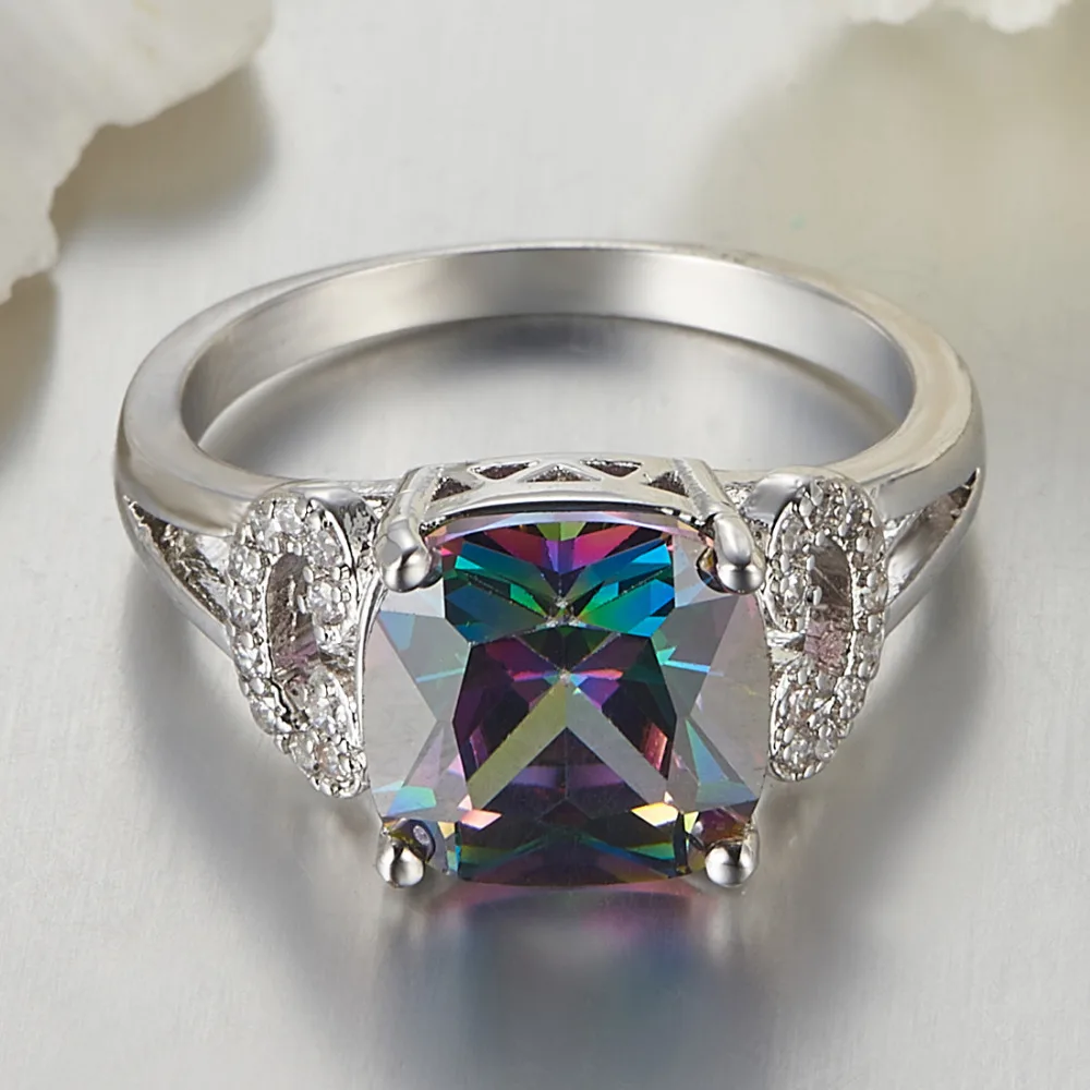 Lingmei многоцветный бриллиант womenjewelry кольца из белого золота кольцо цвета Size6 7 8 9