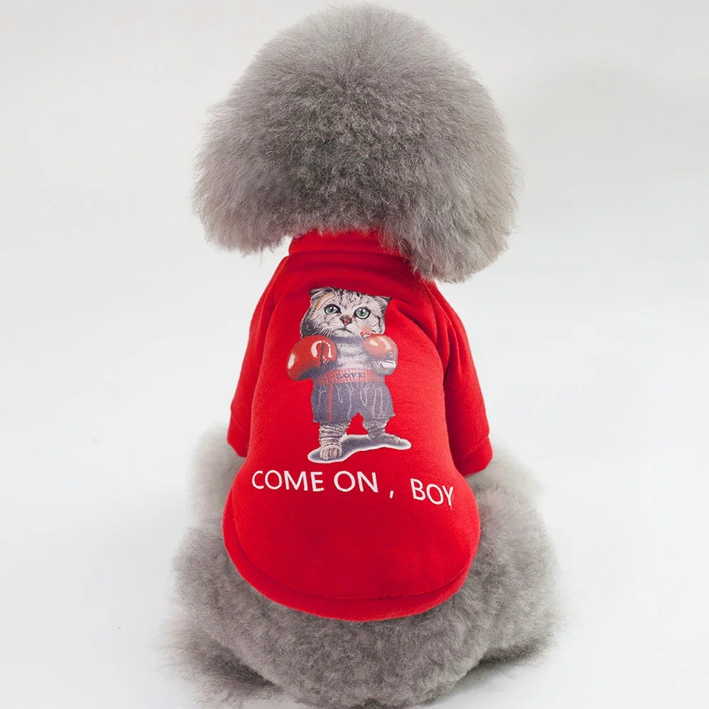 Red Теплая одежда для кошек, костюм для питомцев, зима-осень, милая Одежда для животных, пальто для кошек, свитер, милая Одежда для животных 1b2Q - Цвет: Red
