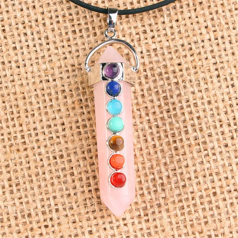 Семь драгоценный камень для чакры призмы 7 ЧАКРА КРИСТАЛЛ Камни Точка подвеска