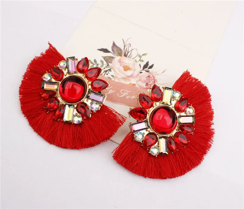 ZA новый дизайн Длинная кисточка из горного хрусталя серьги высокое качество