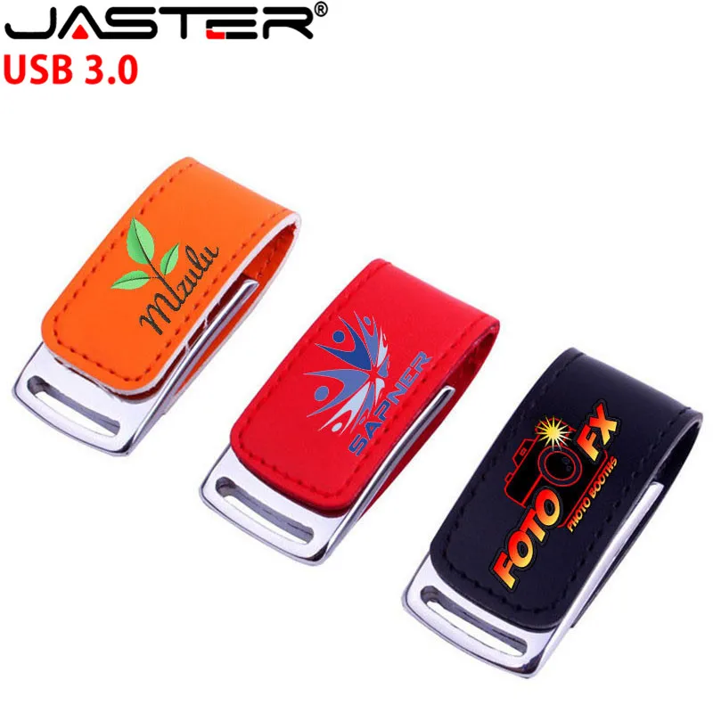 JASTER флеш-накопитель USB 3,0 логотип клиента металлическая кожаная Флешка 4 ГБ 8 ГБ 16 ГБ 32 ГБ 64 Гб 128 Гб карта памяти U диск подарок