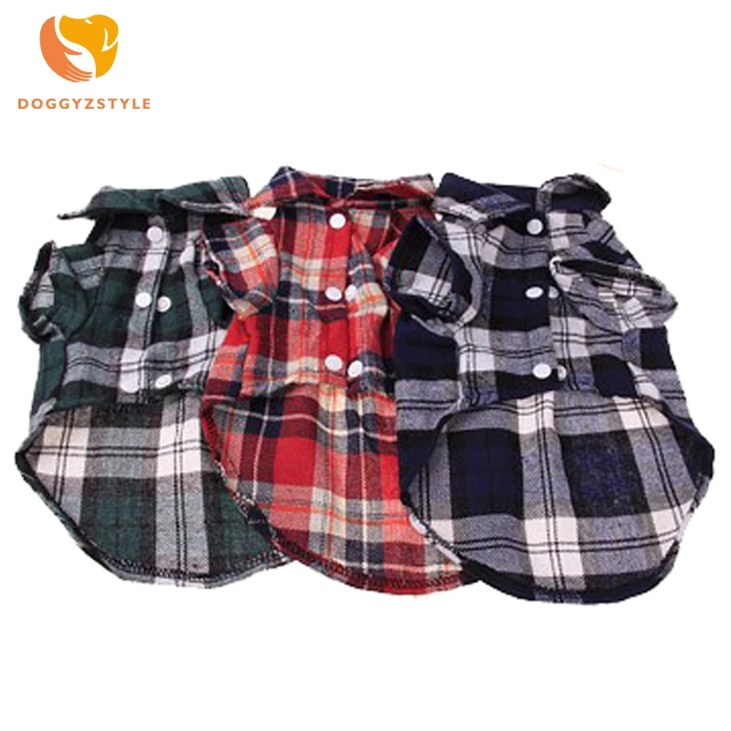 Рубашка для щенка клетчатая полосатая одежда собак жилет животных хлопковые