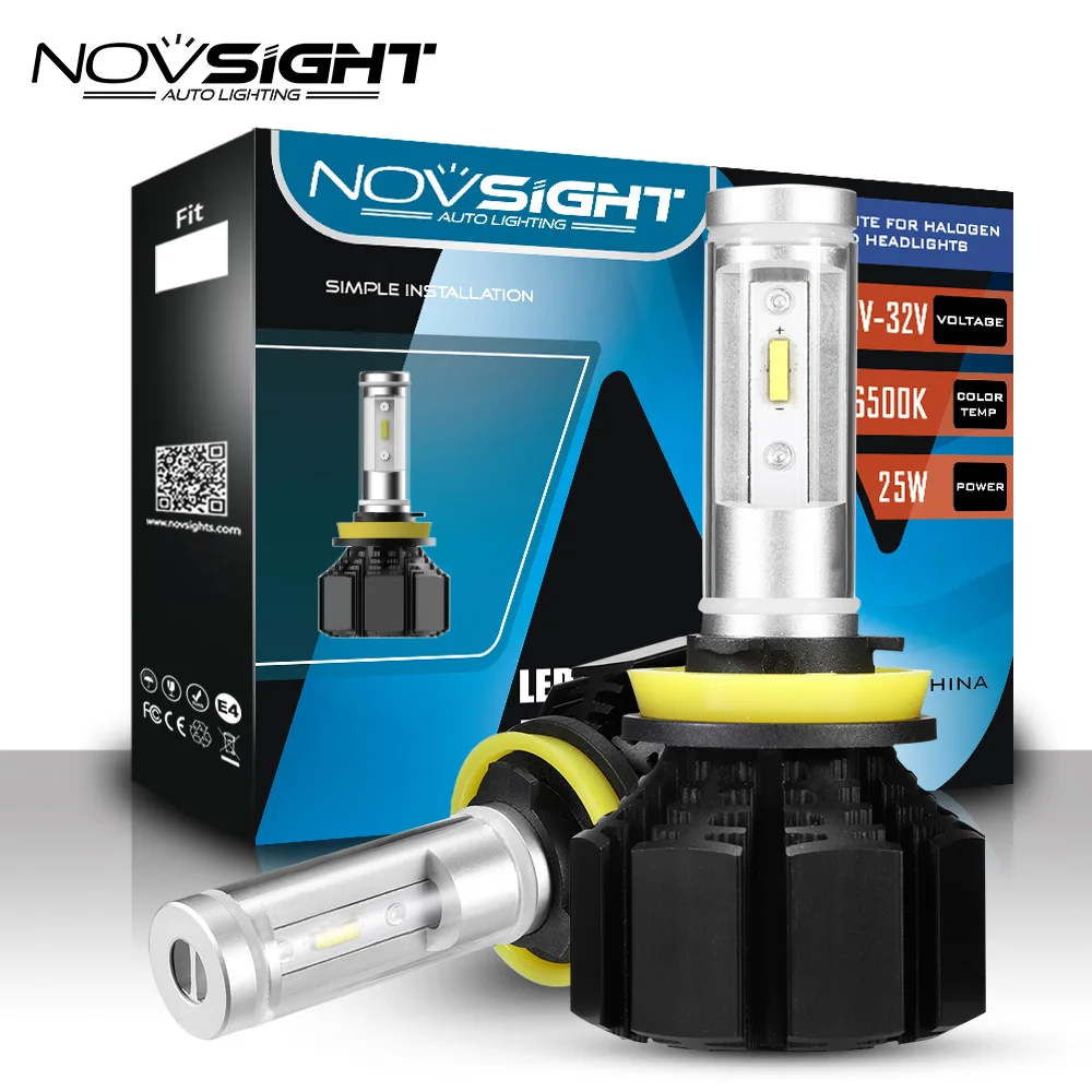 СВЕТОДИОДНЫЙ Автомобильный Фонарь NOVSIGHT H11 H4 H1 H3 H7 H13 H15 9005 9006 9007 D1 50 Вт 12000lm 6500K