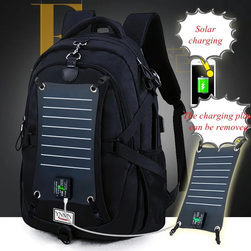 Съемный Солнечный внешний зарядка через USB Для мужчин рюкзак 15 дюймов ноутбука