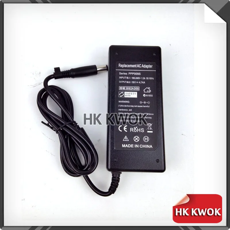 50pcs/lot By DHL or EMS 19V 4.74A 7.4mm* 5.0mm 90W Adapter Charger For hp Notebook 6531s 6450b 6470b 6720s 6460B ED495AA g62