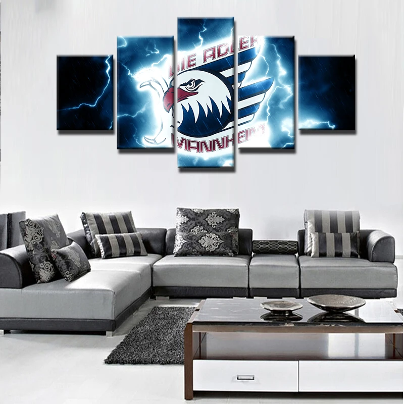 Модульные картины современного искусства на стене 5 панелей спорт льду для