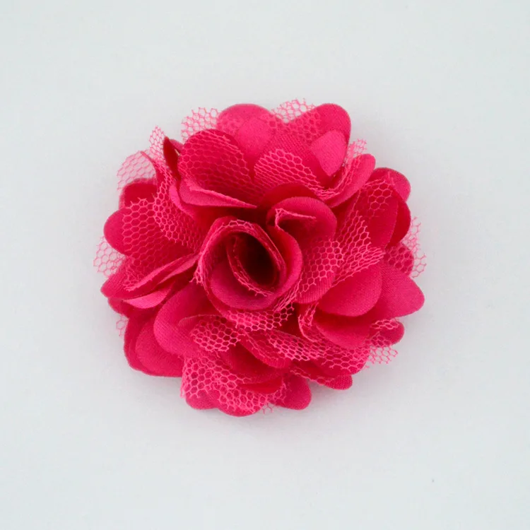 hot pink Милые 20 шт./лот " атласные сетчатые Цветы DIY Детские аксессуары для волос Бутик Свадебные украшения цветочные аксессуары для волос - Цвет: hot pink