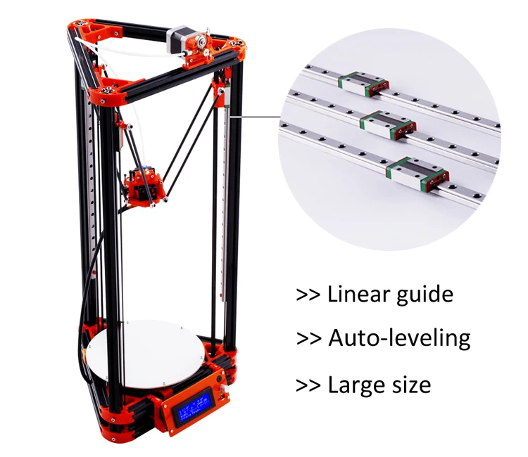 lcd Diy 3d металлический принтер, большой размер печати 3D-принтер Delta Kossel 3d Принтер Комплект