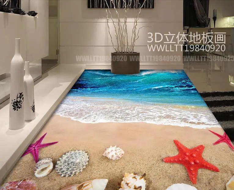 3d полы ПВХ пользовательские волнистые ракушки обои для гостиной спальни ванной