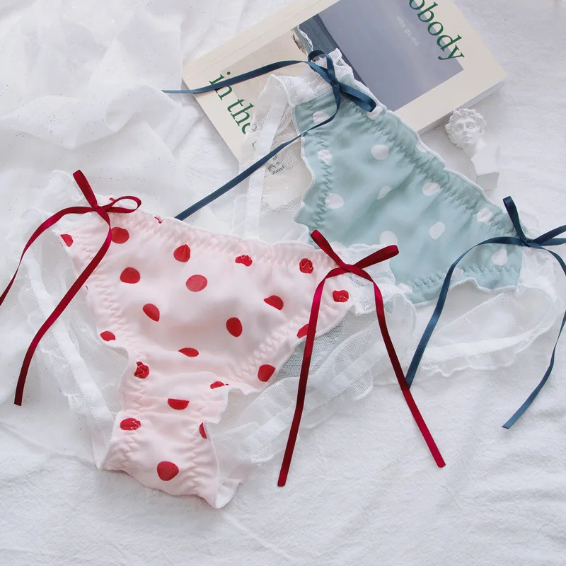 SP & CITY винтажные милые кружевные трусики в горошек с рюшами бесшовное нижнее