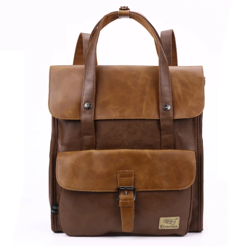 

2018 New Men's Large Capacity Backpack Teen Student Bag Men Travel Backpack Vintage Daypack Women PU Leather Laptop Bags Mochila