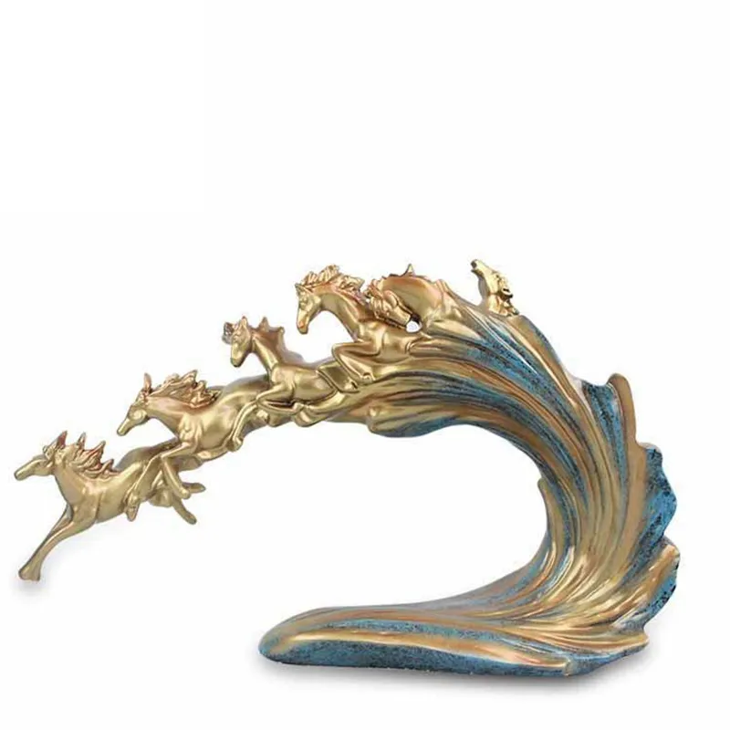 Новые Ретро статуи шести лошадей и скульптуры геометрические украшения животных статуя изделия из смолы украшения дома аксессуары Подарки