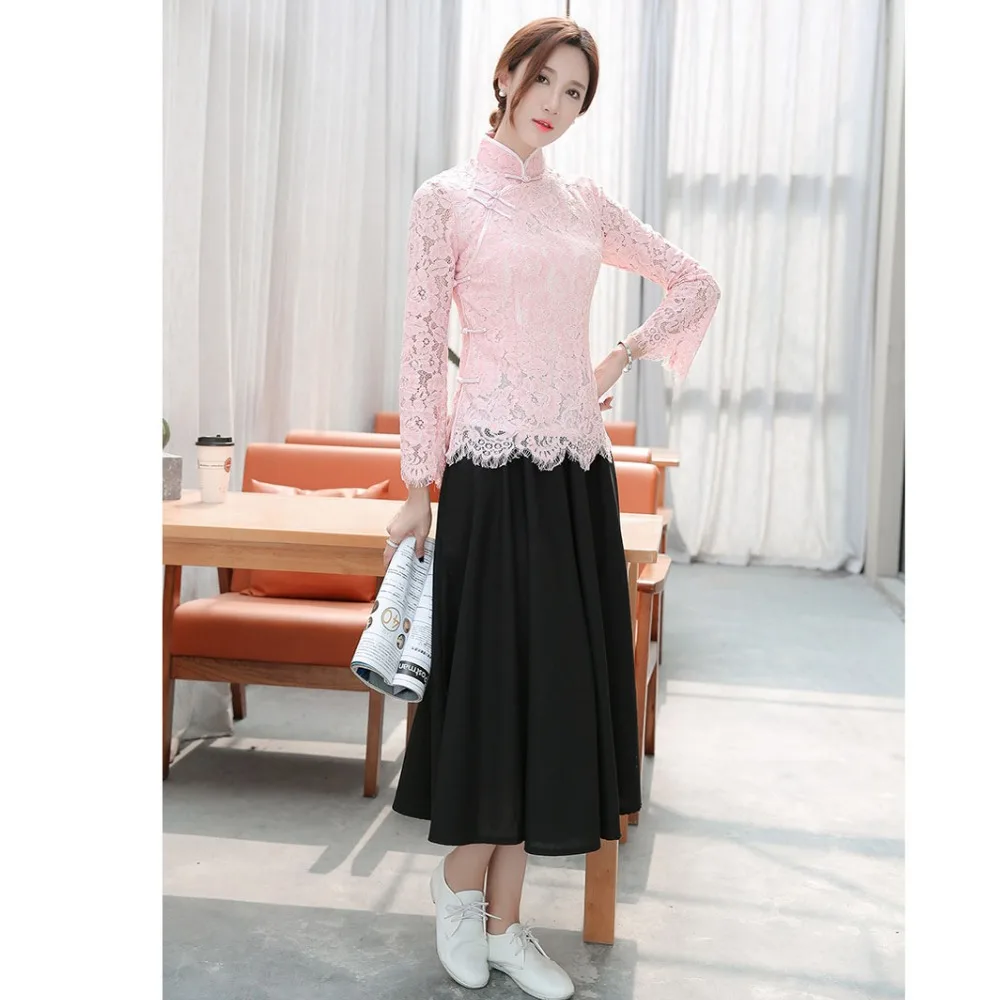 

New 2017 Fashion Pink Summer Women Long Flare Sleeve blouses High Street Style Floral Lace Shirt CTN0326 Femme Manche Courte